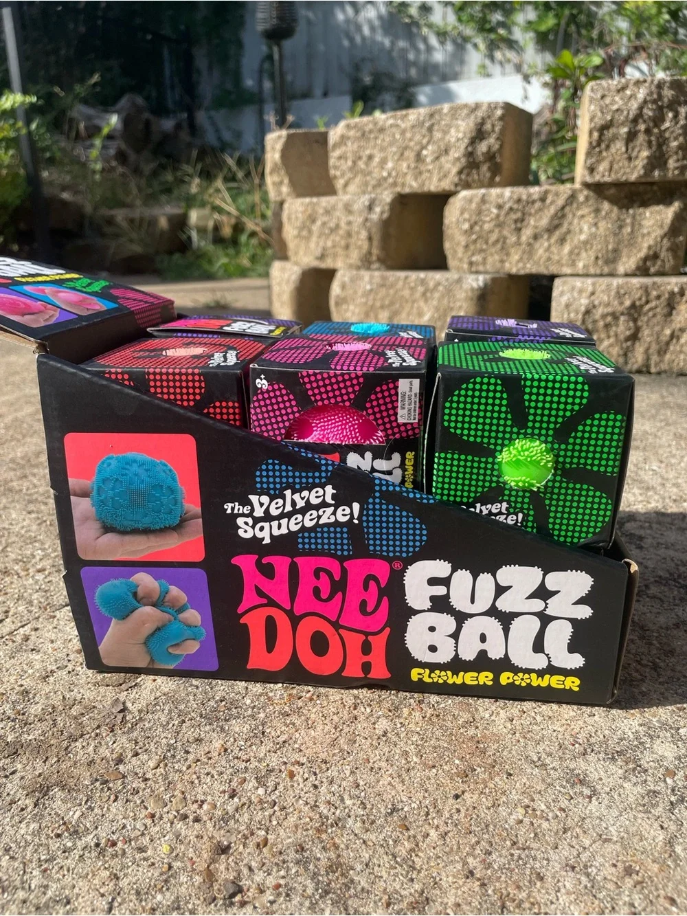 5 Pack - Schylling NeeDoh Fuzz Ball Flower Power [Full Color Set] 100% Authentic